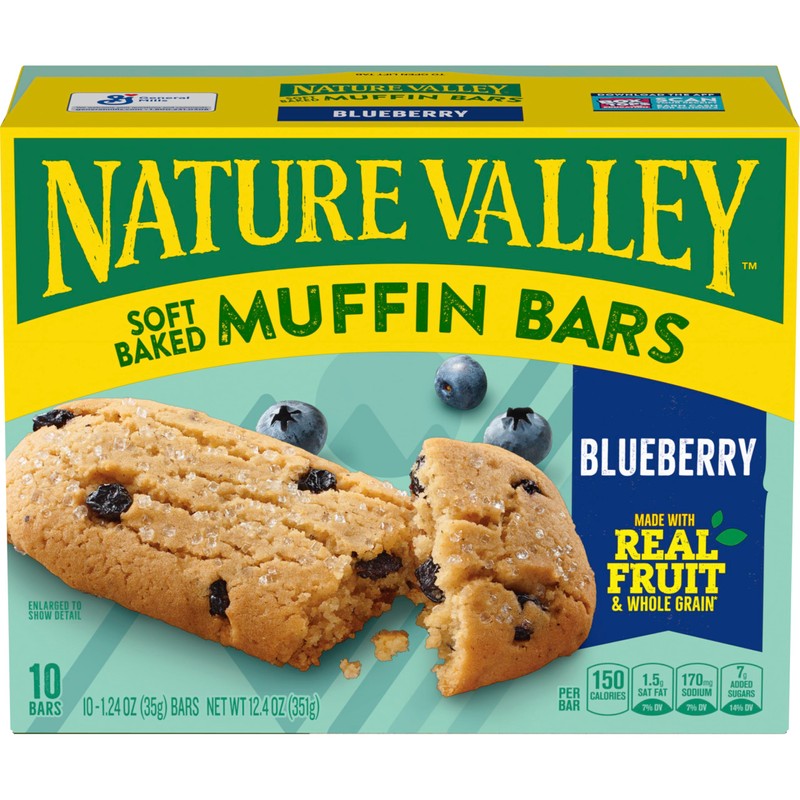 Nature Valley Soft Baked Muffin Bars, Blueberry, Snack Bars, 10