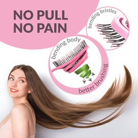 marQus Organic Hair Brush without Pulling with Unique Double Spiral Spring and More Bristles for Optimal Pressure Distribution and Care, Detangling Brush for All Hair Types, Pack of 1, Pink