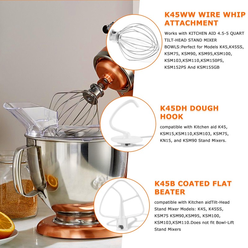 Stand Mixer Attachments 3-Piece Kit -Replace for Kitche.n aid Accessories