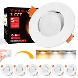 YindaLux LED Recessed Spotlight, Swivelling LED Spotlights, 230 V, Dimmable, 5 W, Ceiling Spotlights, LED Warm White, 3000 K, Neutral White, 4000 K, Cool White, 6500 K Spotlights, Ceiling Light, 68