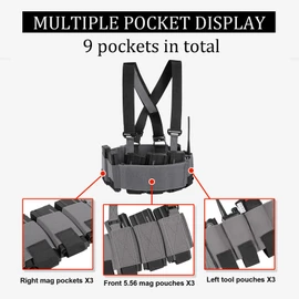 CASONMMAX Low-Vis Tactical Chest Fixation Device,Lightweight Elastic Rig Cummerbund Combat Gears. (Wolf Grey)