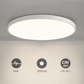 JDONG LED Ceiling Light 24 W 2000 LM Flat Round White Ceiling Light Modern Neutral White 4000 K Lamp for Bedroom Kitchen Cellar Balcony Office Living Room Diameter 30 x 4 cm