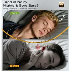 45dB Ear Plugs for Sleeping Noise Cancelling, Secure, All-Night Fit,Reusable Noise Reduction Ear Plugs with 8 Ear Tips