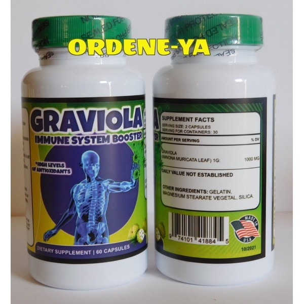 GRAVIOLA EXTRACT 1000 mg Alga Guanabana Annona Muricata Antioxidant Supplement