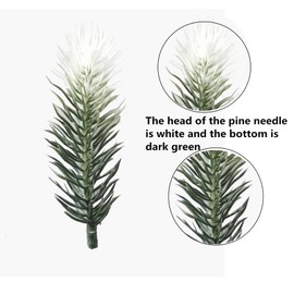fypuda 60 PCS Artificial Pine Branches, White and Green Pine Needle 5.9" Christmas Plants Pine Needles Branches Garland for DIY Crafts Christmas Tree DIY Garland Holiday Wreath