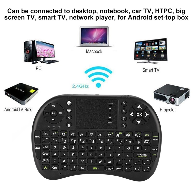 Full Keyboard Mouse Multimedia Control White Backlight 2.4G Wireless Mouse