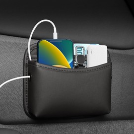 Ysemco Car Trash Can Car Storage Box Storage Case Small Foldable Door Storage for Driving/Passenger Seat (Black 2)