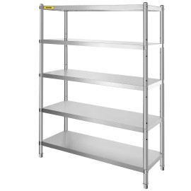 5 Tier Stainless Steel Shelving 47.5x18 Inch Heavy Duty Rack Adjustable for Garage Storage Commercial UseNumber of Layers: 5 Layers, size: Size 48 inch