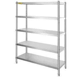 5 Tier Stainless Steel Shelving 47.5x18 Inch Heavy Duty Rack Adjustable for Garage Storage Commercial UseNumber of Layers: 5 Layers, size: Size 48 inch