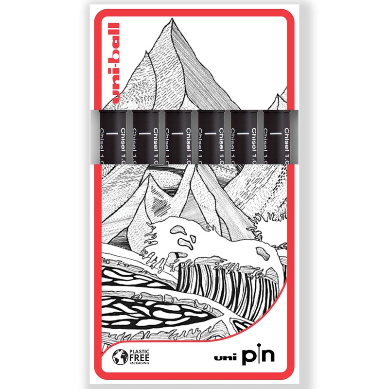 Uni Pin Fineliner Drawing Pens - Chisel Nibs - Black