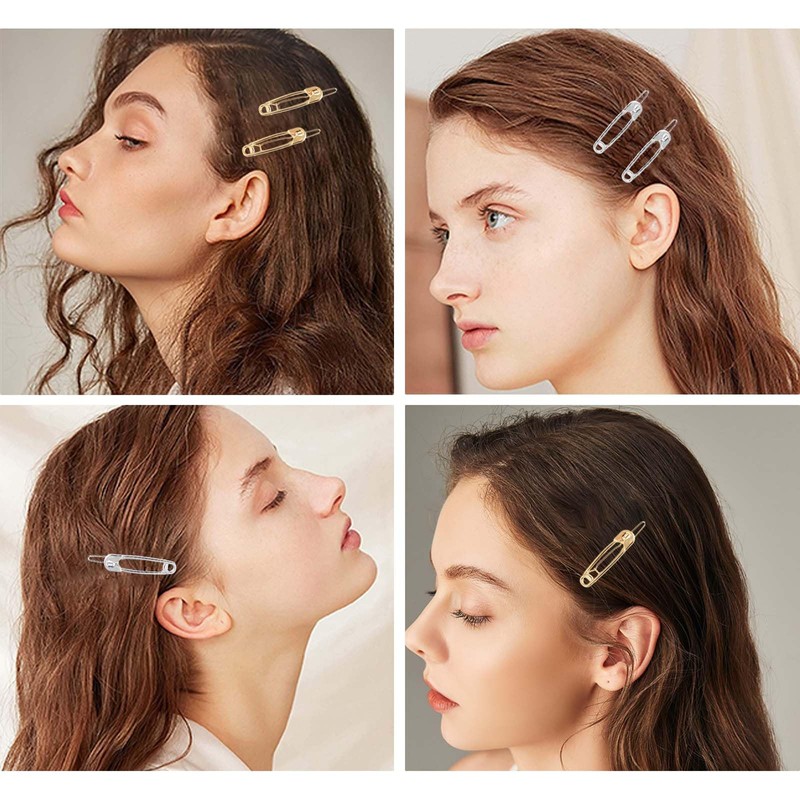 PAVIKE Hair Accessories, Safety Pin Shape Hair Clip, 8 Pieces,