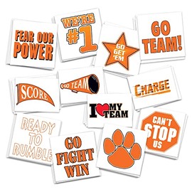 Team Spirit Temporary Tattoos / 48 Pack/Perfect for Game Days - Cheer - School Events - Spirit Day/Skin Safe/Removable (Orange)