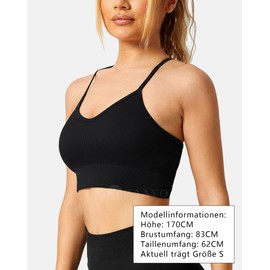 ZAAYO Women's Gym Bra Padded Crossback Fitness Sports Bra Removable Chest Pad Yoga Tops Knitted Seamless Sportswear, black
