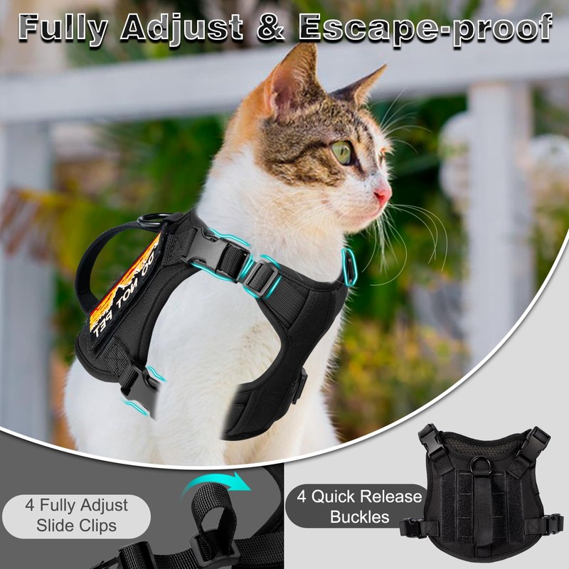 nanappice Tactical Cat Harness for Walking, Adjustable Escape Proof Pet