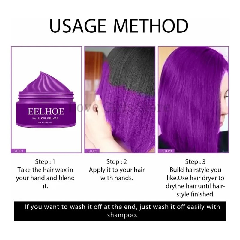 Tinte Para Teñir El Cabello Con Cera, Lavable, Natural Y