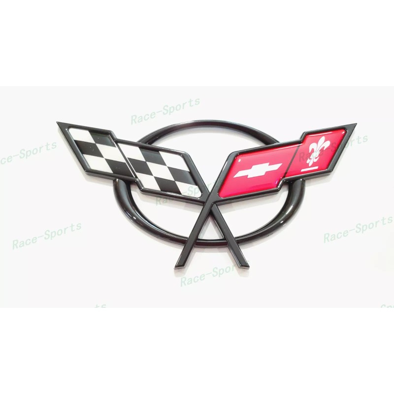 AUTO 1PC Black Rear Deck Lid Cross Flags Emblem Badge