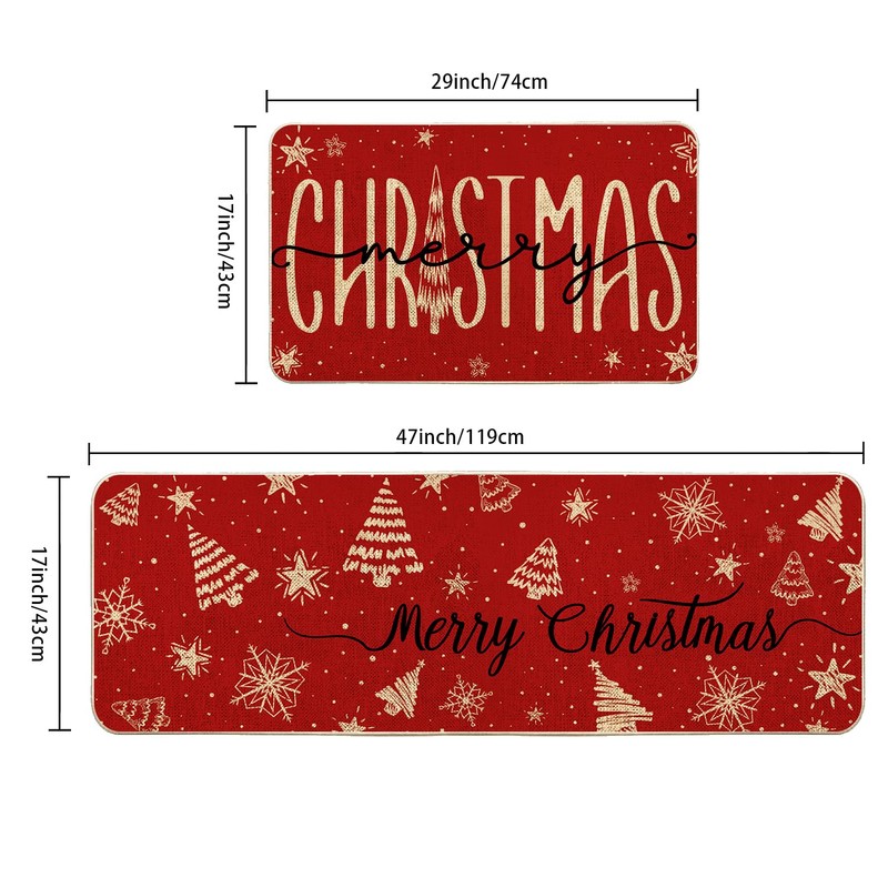 Christmas Kitchen Mat Set of 2, Home for Decor Door