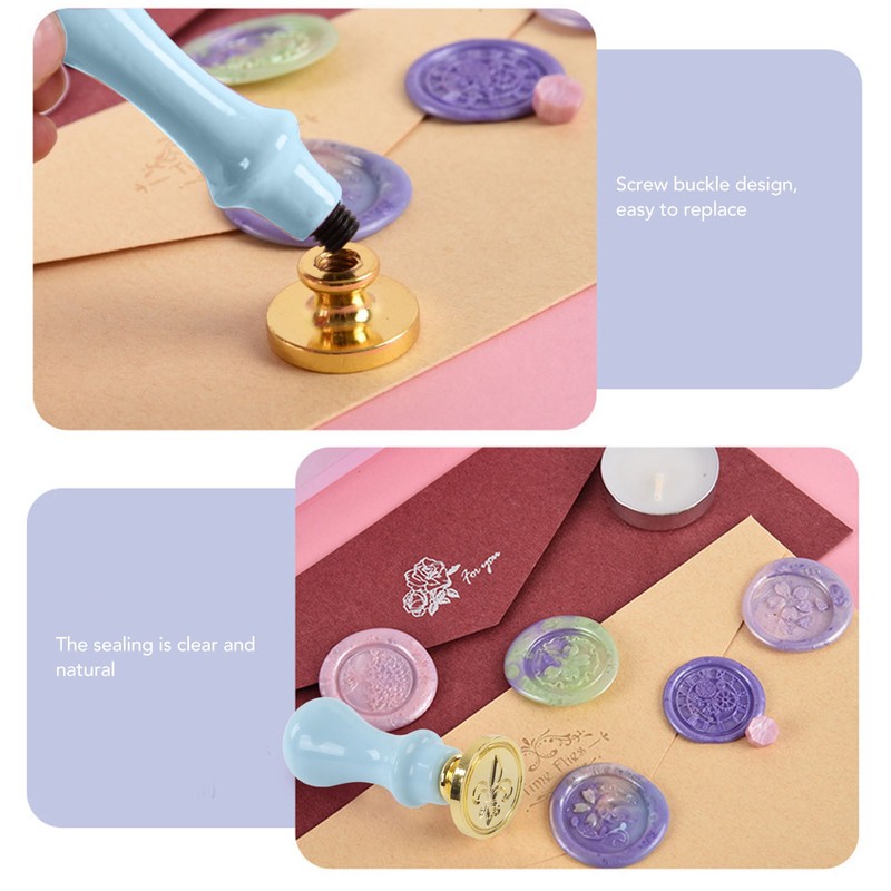 Wax Sealing Stamp Kit Clear Pattern Delicate Wax Detachable Handle
