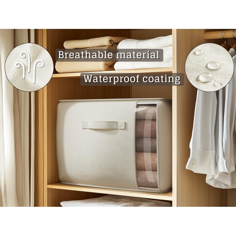 TomVista Large Canvas Clothes Storage Bags with Thick Handles and