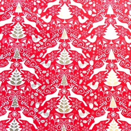 Jillson & Roberts Gift Wrapping Paper, Red Scandanavian (6 Jumbo Rolls 10ft x 30in)