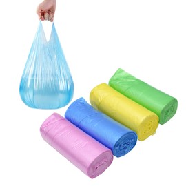 4 GALLON Bathroom Trash Bags, 4 Rolls/100 Counts Small HANDLES Garbage Bags for Office, Bathroom Wastebasket Waste Bin Colorful Portable Rubbish Bags (100)