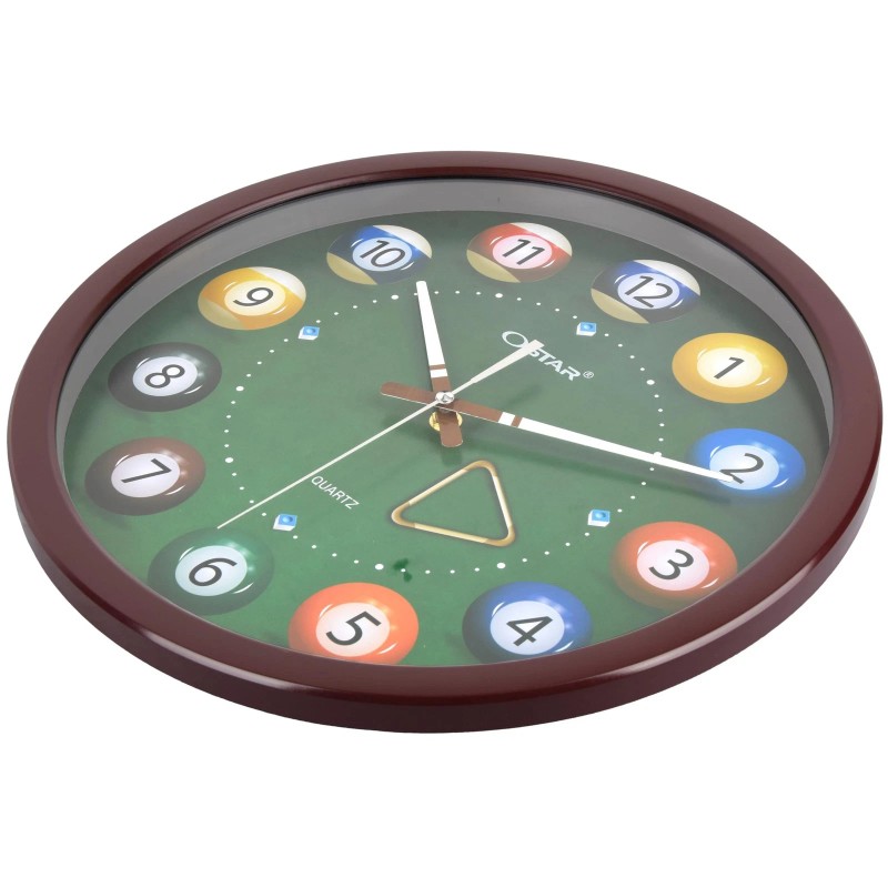 OSTAR Big Large Pool Ball Wall Clock, Battery Operated, Cue