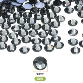 sourcing map 2880 Pcs Hotfix Rhinestones Flatback Crystal Glass Gems Art Rhinestones for Crafts Clothes DIY Decoration(SS6 2mm,Transparent Black)