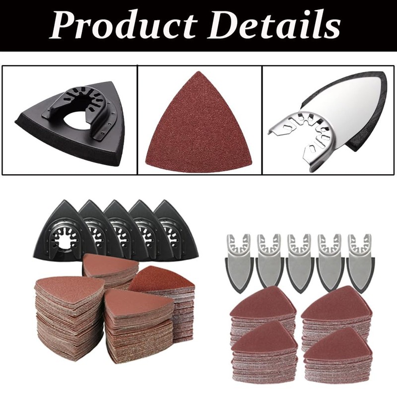 130 Pieces Multi Tool Sanding Pad Set, 5 Pieces Triangular