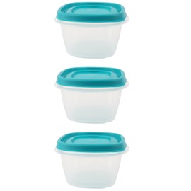 Utensilux Bundle Rubber Maid Food Storage Containers 2 Cup Food Storage Containers 7 Piece Set, Teal Easy Find Lids, 3 Containers, 3 Lids Chalk Pen And 4 Chalk Labels