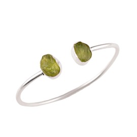Natural Raw PeridotCuff Bracelet, Healing Crystal Cuff Bracelet, Bangle Bracelet, Rough Gemstone Bracelet, Jewelry For Woman (peridot)