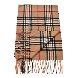 ADAMANT 100% Pure Cashmere Men's Scarf – Super Soft – 180 cm Long – Plain and Checked – Fine Fluff Hair - 1 check camel.