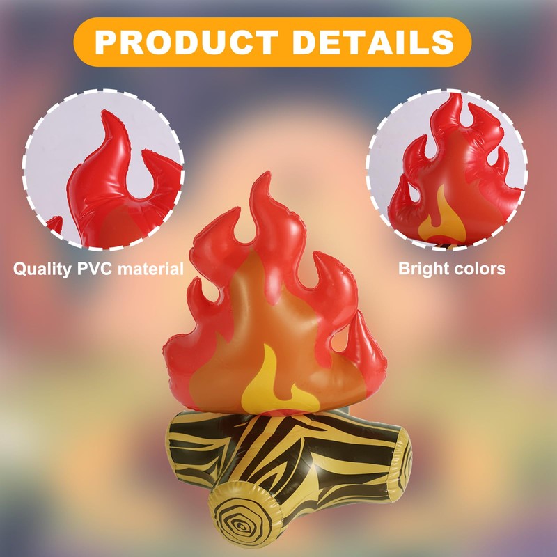 BOXOB 2pcs Inflatable Fake Campfire, Fake Fire Pit Decoration Artificial