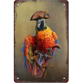 Pirate Pet, Pirate Parrot Funny Novelty Metal Sign Retro Wall Decor For Home Gate Garden Bars Restaurants Cafes Office Store Pubs Club Sign Gift 12 X 8 Inch Plaque Tin Sign
