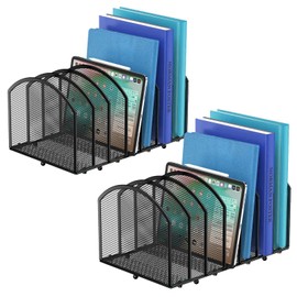 Gawerk 2 Pack Desk File Organizer, 7-Section Upright Mesh Desktop Organizer File Sorter Office Organization Letter Holder, Vertical Desktop File Holder for Office Home, Black