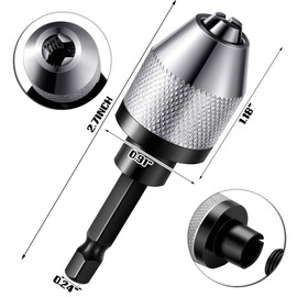 Honoson Keyless Drill Chuck Bit 1/4 Inch Hex Shank Keyless Drill Chuck Fast Change Converter Extension Screwdriver Adapter in 0.3-6.5 Mm, 0.3-3.6 mm for Tool Attachment(4 Pieces)