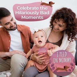 Hilarious Baby Girl Milestone Photo Prop 4 in Stickers. Cute Pink and Purple 30 Pack- 12 Months, 4 Good and 12 Funny Moments Plus 1 Blank Decal for Infant or Newborn Pictures. New Mom Baby Sticker Set