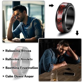 Milacolato Stainless Steel Fidget Rings, Spinner Rings, Pack of 8, for Women, Wedding/Promise Rings, Black Band Rings, Cool Black Rings for Men, UK Sizes L-Z, Metal