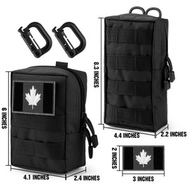 bvya 3 Pack Molle Pouches Combo Water Bottle Pouch Holder Tactical Molle Pouches Compact Utility EDC Waist Packs with Flag Patch and D-Ring