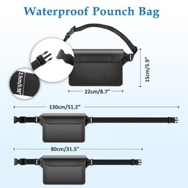 SENLINLU 2Pcs Waterproof Bag, Waterproof Pouch with Adjustable Elastic Strap Screen Touchable Transparent Waist Bag Dry Bag for Beach Swimming Snorkeling Hiking Boating Fishing Kayaking