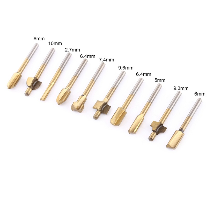 10pcs HSS Titanium Coated Woodworking Edge Cutters Trimmer Router Machine