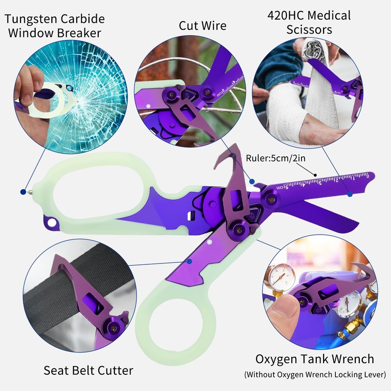 Awaiymi 6 in 1 Multi-function Trauma Shears with Strap Cutter