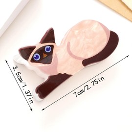 Cartoon Cats Hair Claw Skincare Hair Clip Hair Jaw Clip Elegant Wedding Party Styling Hair Clamp for Women Girls, Siamese cat