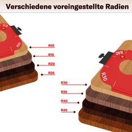 Router Jig Radius Template R10-R50 with Trimming Blade for Woodworking Tools (Red) Pack of 2