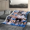 Cats Blanket Soft Flannel Lightweight Kitten cat Animals Blue Flowers