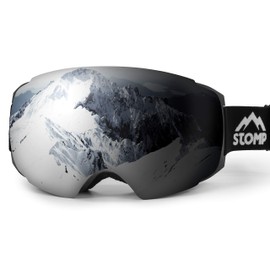 STOMP Ski Goggles PRO - Frameless, Interchangeable Lens 100% UV400 Protection Snow Goggles for Men & Women (Lens Jet Black VLT 21%)