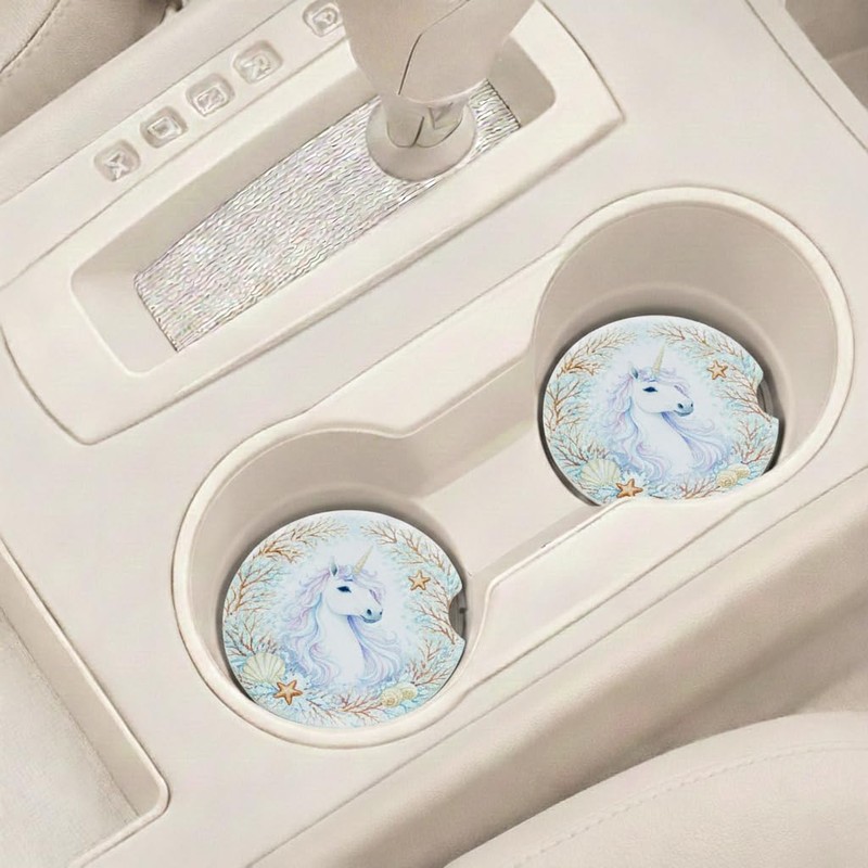 Ceramic Car Coasters, 2 Pack, 2.64" Absorbent Car Cup Holder