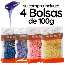 Cera Española Perlas Rosas Lavanda Áloe Depilación Sin Tiras 1 Pieza - cera sin dolor, granos de cera dura unisex para la depilación de todo el cuerpo (4 PIEZAS/Colores Surtidos)