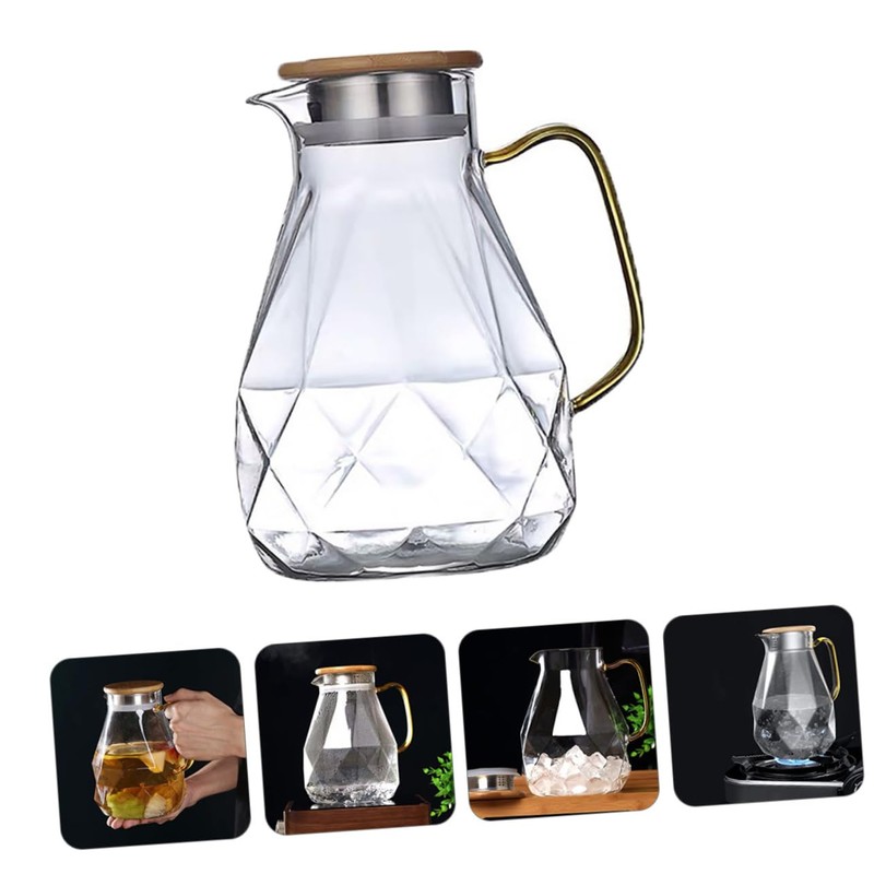 GRIRIW Practical Cold Kettle Glass Water Pitcher Tea Infuser Heat