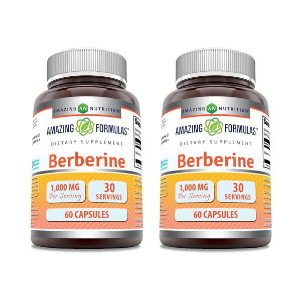 Amazing Formulas Berberine 1000mg Per Serving Capsules Supplement | Non