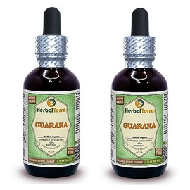 Guarana (Paullinia Cupanais) Glycerite, Dried Seeds Alcohol-FREE Liquid Extract (Brand name: HerbalTerra, Proudly made in USA) 2x2 fl.oz (2x60 ml)